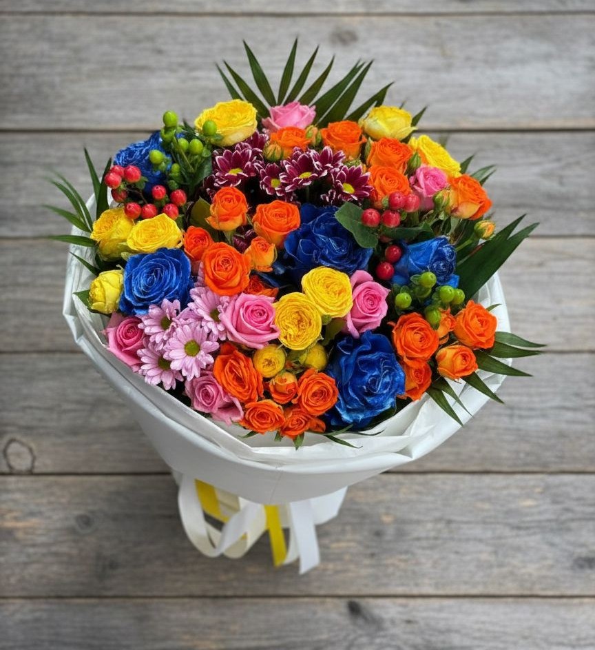 Букет цветов из: Розы и Хризантемы в Старые Атаги