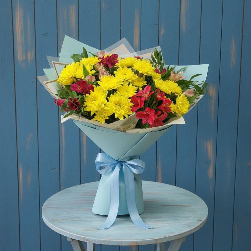 Букет цветов из: Альстромерии и Хризантемы в Старые Атаги
