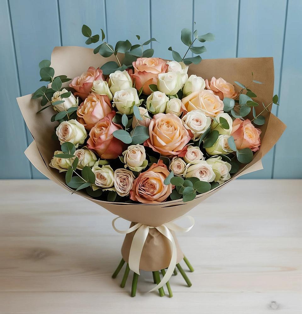 Букет цветов из: Альстромерии и Розы в Старые Атаги