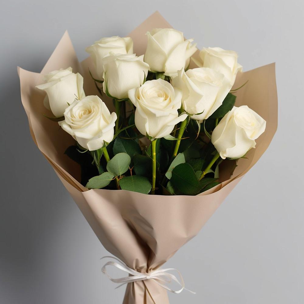 Букет 9 Белых роз Эдлесс Лав в Старые Атаги