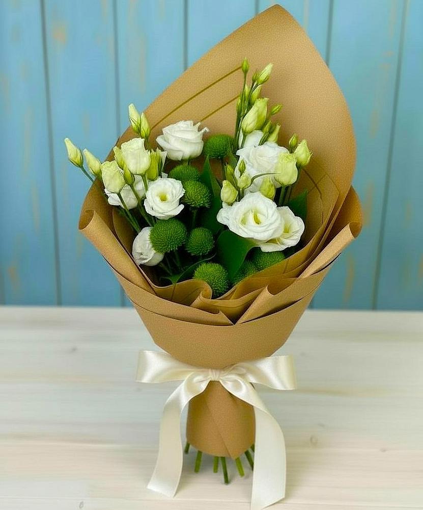 Букет цветов из: Хризантемы и Лизиантусы в Старые Атаги