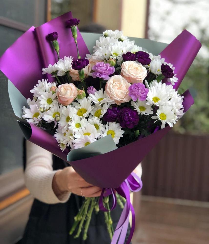 Букет цветов из: Хризантемы, Гвоздики и Розы в Старые Атаги
