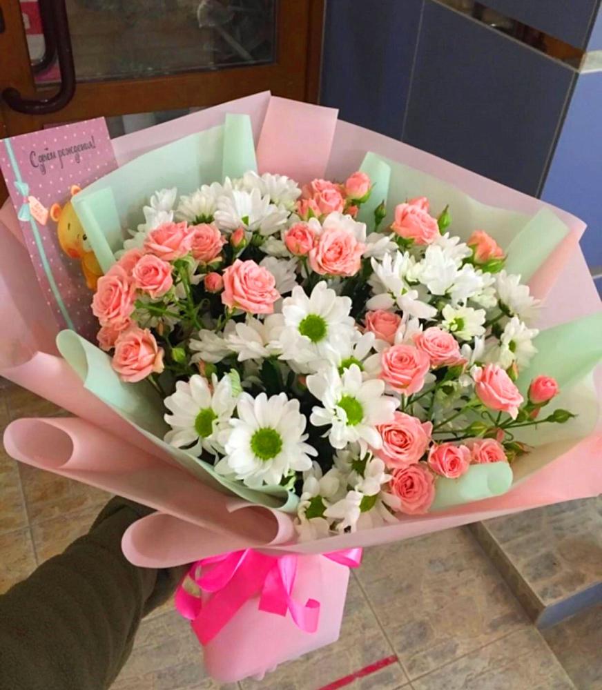 Букет цветов из: Розы и Хризантемы в Старые Атаги