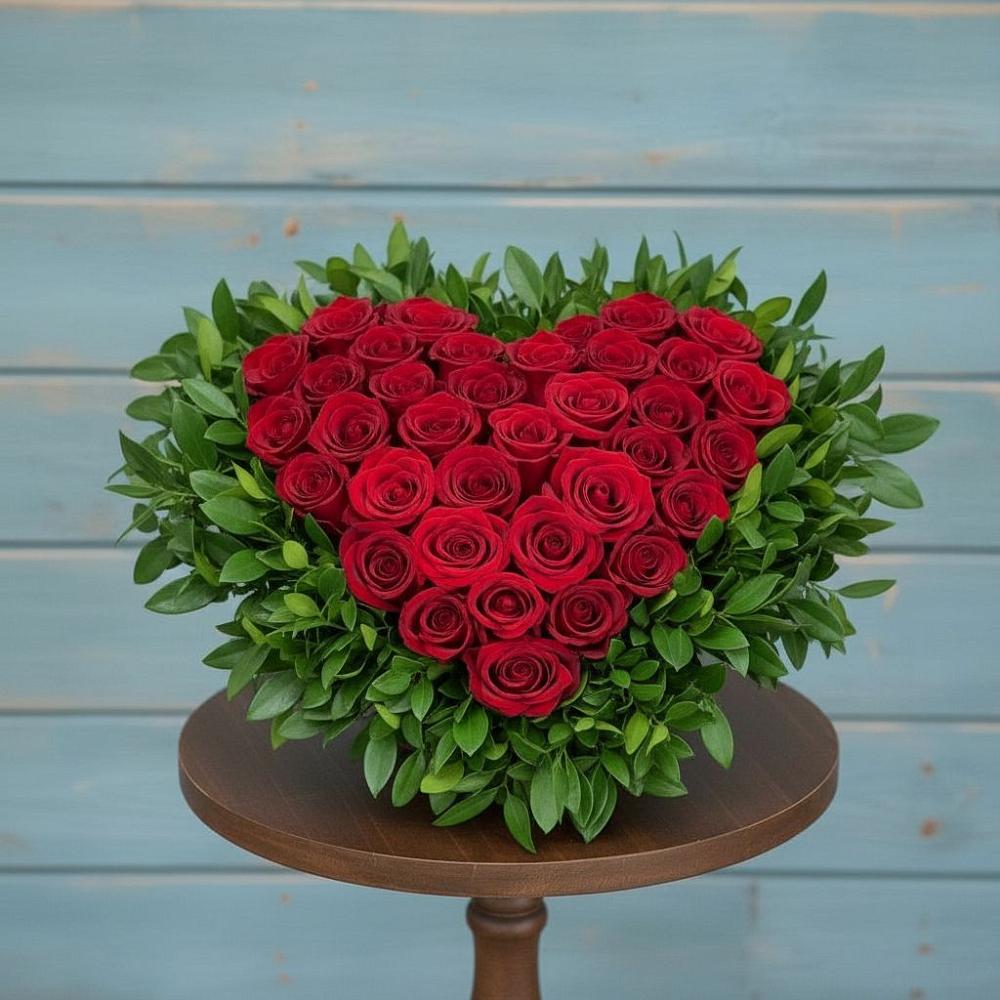 Цветочная композиция из Розы в виде сердца в Старые Атаги