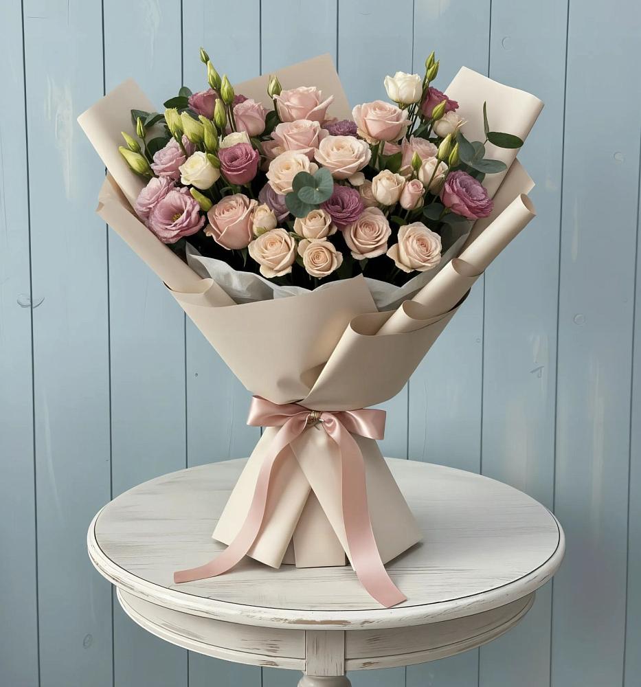 Букет цветов из: Розы и Лизиантусы в Старые Атаги