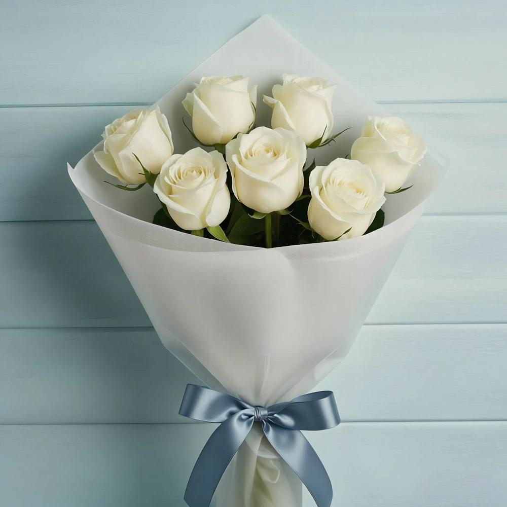Букет 7 Белых роз Эдлесс Лав в Старые Атаги